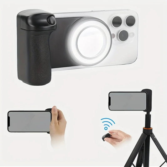 Grip MagSafe 2025 avec Déclencheur Bluetooth & Lumière LED – Stabilisateur Photo/Vidéo pour iPhone & Android - Corelix Digital Hub